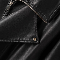 Veste Moto Vintage Noire Femme en Similicuir PU – Manteau Extérieur OEM ODM pour l'Automne et le Bureau
