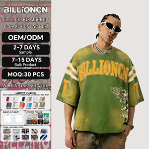 T-shirt Oversize Boxy da <span class=keywords><strong>Uomo</strong></span> in Cotone con Logo Personalizzato, Stampa Grafica Hip Hop, Lavaggio Acido, Stile Streetwear <span class=keywords><strong>di</strong></span> Lusso - Product Image 1