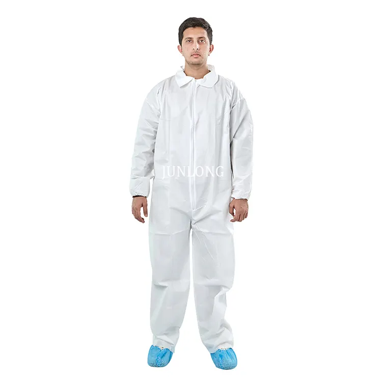 Junlong supplier of disposable type 5/6 approved white coverall suit for wholesale