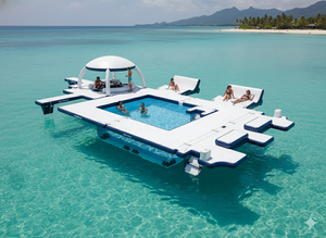 Plateforme flottante gonflable sur mesure Nova Large, bar de loisirs aquatiques, canapé, plateforme pour usage commercial, matériau PVC, divertissement aquatique - Product Image 2