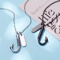 Collier personnalisé avec hameçon de pêche pour cendres, bijou urne commémorative, pendentif souvenir pour homme