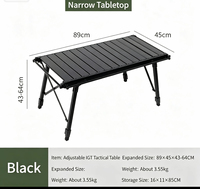 Table pliante tactique en aluminium IGT pour l'extérieur, réglable en hauteur, portable, type « egg roll », multifonctionnelle, pour le camping et les barbecues