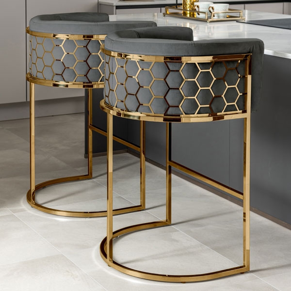 Новый современный промышленный Многоцветный Металлический бархатный стул с сотовой спинкой