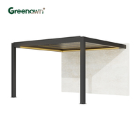 Pergola Greenawn en aluminium pour extérieur, motorisée, finition thermolaquée, résistante à l'eau, avec système de lames orientables.