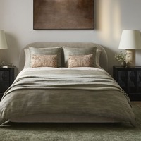Lits capitonnés sur mesure de haute qualité, taille king et double, pour la maison, lit moelleux, luxe, cadre de lit en bois, en lin/velours