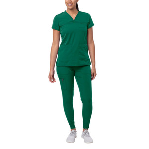 Women <b>Blue</b> <b>Scrub</b> Suit Set Moisture Wicking Hospital Uniform Short Sleeve Pants Top - Product Image 4