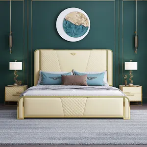 Shiyi Modern bedroom King size leather bed set Italian modern style high-end fashion furniture supplier camas de cuero