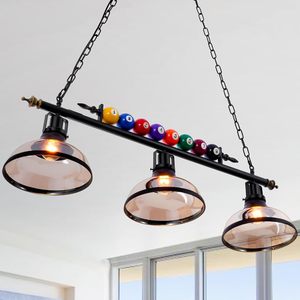Lámpara Colgante Industrial Cueelf <span class=keywords><strong>de</strong></span> 3 Luces para Mesa <span class=keywords><strong>de</strong></span> <span class=keywords><strong>Billar</strong></span> con Pantallas <span class=keywords><strong>de</strong></span> Cristal, Ideal para Salas <span class=keywords><strong>de</strong></span> <span class=keywords><strong>Billar</strong></span> <span class=keywords><strong>de</strong></span> 7 y 8 Pies, Salas <span class=keywords><strong>de</strong></span> Juego y Bares - Product Image 1