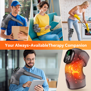 2025 mới nâng cấp màu xám rung massage ánh sáng đỏ trị liệu đầu gối hỗ trợ với 2 động cơ và đèn LED 42 660-850nm - Product Image 6