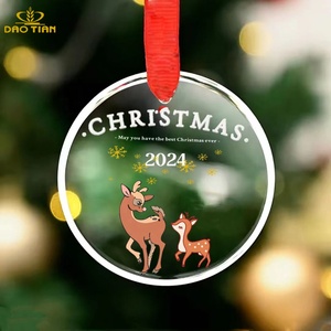 Pendentifs en <span class=keywords><strong>verre</strong></span> transparent ronds 2026 en gros - Décorations de Noël personnalisables gravées au laser pour cadeaux de fêtes - Product Image 6