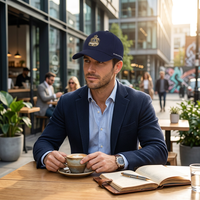 Gorra de Béisbol de 6 Paneles de Algodón Azul Marino de Lujo con Logotipo Personalizado, Gorra Deportiva para Hombre con Bordado Dorado 3D de Alta Calidad