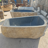Baignoire autoportante en granit massif de style européen BLVE, baignoire vintage en pierre naturelle pour adultes, baignoire en marbre