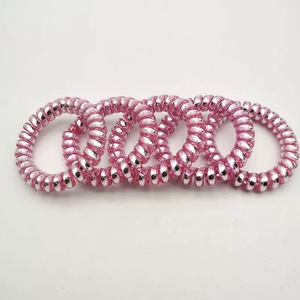 Pour <span class=keywords><strong>Amazon</strong></span> populaire 5.5CM <span class=keywords><strong>cordon</strong></span> téléphonique élastique ensemble de chouchous métallique argent téléphone bobine cheveux cravate en plastique bandeaux - Product Image 5