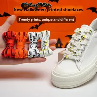 Cordones Planos Personalizados con Estampado de Dibujos Animados para Halloween, Venta al por Mayor, Runtong, 0.8 cm de Ancho, Poliéster, para Zapatillas Deportivas y Calzado Deportivo