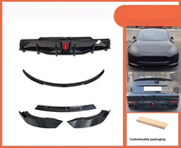 Kit carrosserie noir brillant et motif carbone ABS, comprenant lèvre avant, diffuseur arrière, spoiler et aileron latéral, compatible Tesla Model 3 2017-2022