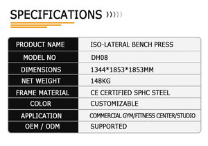 Équipement de <span class=keywords><strong>musculation</strong></span> professionnel pour salle de sport, <span class=keywords><strong>Machine</strong></span> de développé couché ISO-latéral à charge par disques <span class=keywords><strong>Hammer</strong></span> pour la <span class=keywords><strong>musculation</strong></span> et le fitness - Product Image 5