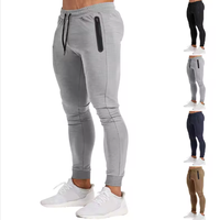 Pantalon de jogging respirant pour homme, taille élastique, logo personnalisé imprimé, polyester tissé, séchage rapide, fermeture éclair, grandes tailles