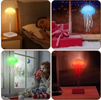 Lampe de nuit méduse améliorée à commande vocale, 6 couleurs changeantes, dynamique, flottante, pour cadeau, jouet pour enfants, décoration