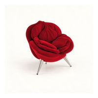 Chaise longue moderne en forme de pétale, fauteuil d'appoint rembourré en tissu, pieds en métal, canapé simple pour salon
