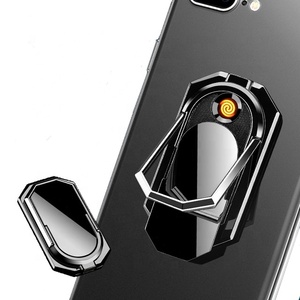 2022 Ring Mobile Phone Holder USB Charging Lighter Creative Electronic USB Coil Lighter cigarette lighter phone holder