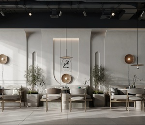 Custom Modern Coffee Shop Interior Design Cafe Furniture Booth Seating Counter with LED <b>Lighting</b> - Product Image 3
