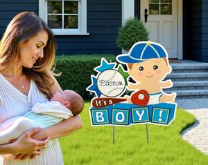 <b>Custom</b> Baby Announcement Yard Signs Waterproof UV Resistant Fade Proof with H-Stake for Outdoor Lawn Newborn Party Decor - Product Image 6