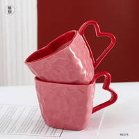 Mug en céramique personnalisé en forme de cœur pour couple, version coréenne, design à motifs personnalisés, tasse à café pour couple