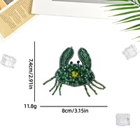 Nouvelles Appliques de Luxe en Forme de Crabe et de Crevette Brodées à la Main avec Perles et Paillettes pour Sacs, Coques de Téléphone, Chapeaux et Vêtements