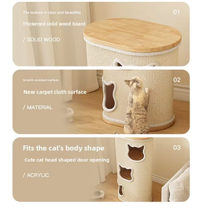 คอนโดแมวทรงรีหลายชั้น รุ่น Honeypot Luxury พร้อมที่ปีนป่าย ผ้าลินินอุ่นสำหรับฤดูหนาว เป็นมิตรกับสิ่งแวดล้อม บรรจุในกล่อง - Product Image 5