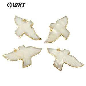 WT-JP184 Gros Naturel Pigeon Coquille Pendentif 18k Plaqué Or Mode Dame Charme Bijoux Pigeon Forme Pendentif En Coquille - Product Image 1