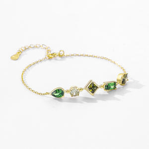 Pulsera de Cadena de Plata de Ley S925 con Circonitas Multicolores Estilo Bosque para Mujer, Joyería de Moda, Versión de Cobre Personalizable - Product Image 6