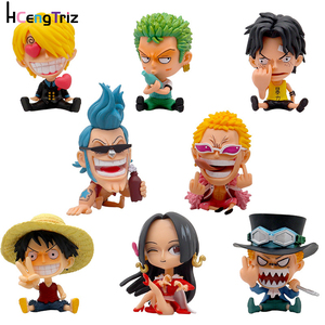 Modello di personaggio in PVC caldo carino Anime un pezzo Luffy Zoro Sanji collezione Action Figure ornamento per auto - Product Image 1