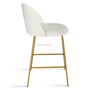 Vente en gros Petit déjeuner moderne de luxe Comptoir de cuisine Tabouret de bar en velours touffeté <span class=keywords><strong>chaise</strong></span> avec pieds en métal doré - Product Image 5
