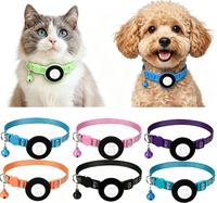 Collier pour chat compatible AirTag, collier anti-perte pour chaton avec clochette réfléchissante, collier réglable pour animaux de compagnie avec motif visage de chat
