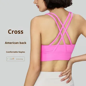 Soutien-gorge de sport croisé Barely There pour femme, maintien élevé, sans bretelles, logo frontal, push-up, grandes tailles, extensible dans quatre directions, respirant - Product Image 2