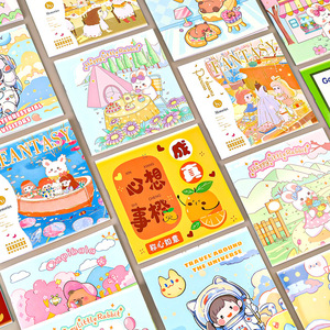 Cute Cartoon Pocket <b>Notebook</b> <b>Square</b> Mini Lined Portable Student Diary Digital Printing <b>Paper</b> 48gsm - Product Image 1