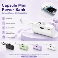 Mini batterie externe 5000 mAh, chargeur de téléphone portable portable avec câble intégré, chargeur de téléphone à branchement direct pour usage quotidien