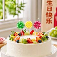 Bougies d'anniversaire personnalisées en forme de tranches de fruits écologiques (5 pièces) – Adorables décorations citron et lime avec support pour Pâques, Nouvel An et fêtes estivales