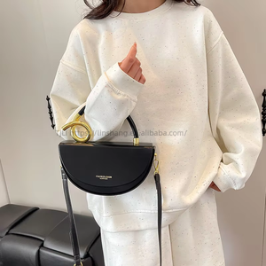 Hot Seller Casual Women's Handbag Multi-Color Half-<b>Moon</b> Crossbody Bag <b>Ring</b> Handle PU Fashion Daily Use Shopping Shoulder Bag - Product Image 6