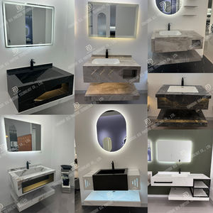 <span class=keywords><strong>Lavabo</strong></span> de baño montado en la pared de diseño moderno, <span class=keywords><strong>lavabo</strong></span> de piedra sinterizada de mármol flotante, <span class=keywords><strong>mueble</strong></span> de baño con espejo Led - Product Image 3