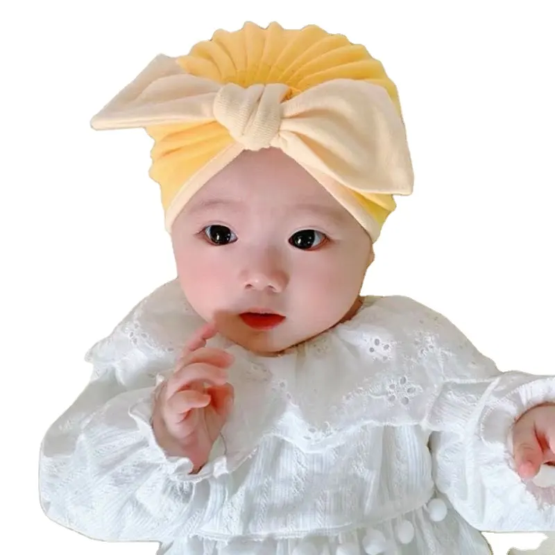Chapéu de algodão para bebês recém-nascidos, gorro de bebê com laço, chapéus infantis para meninas, recém-nascidos, crianças, primavera e outono