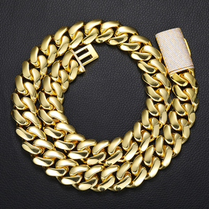 Cadena de Eslabones Cubanos Miami, <span class=keywords><strong>Oro</strong></span> 14K 18K, Latón, Joyería Masculina, Sólida, Gruesa, de Alta Gama, Premium, Gargantilla, Hip Hop, Talla Grande, Pesada - Product Image 2
