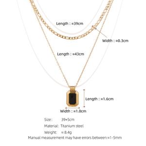 Collier pour femme en acier inoxydable noir double couche, style romain, géométrique, tendance, idéal pour les fêtes, vente en gros d'usine - Product Image 6