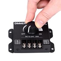 Contrôleur LED PWM ESANN DC12V 24V 30A avec bouton en acier inoxydable, variateur de lumière avec une charge maximale de 720W pour bandes LED