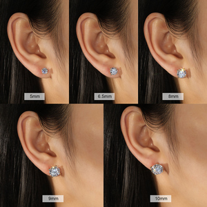 MOE Vente en gros Boucles <span class=keywords><strong>d</strong></span>'oreilles clous en moissanite taille ronde VVS 0,5-4 carats en argent sterling 925 hypoallergénique pour hommes et femmes - Product Image 4