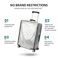 Housses de valise transparentes en PVC élastique, protection anti-poussière, bordure noire, anti-rayures pour les voyages