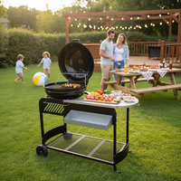 Barbecue multifonctionnel en fer de qualité supérieure avec table latérale et chariot, robuste, pour plus de 5 personnes, idéal pour les fêtes de jardin et la cuisine à domicile