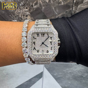 Fabriek Groothandel Vvs Moissanite Horloge Pas Diamant Tester Custom Uit Vierkante Arabische Wijzerplaat Luxe Hiphop Heren Sieraden - Product Image 1