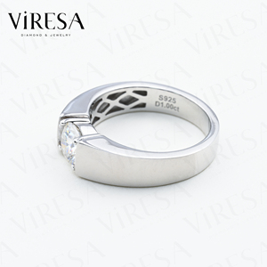 Viresa Gioielli di Moda di Lusso, Anelli Placcati in Rodio con Moissanite da 1ct Colore DEF, Anello S925 per Uomo - Product Image 6
