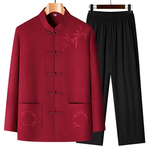 Ropa <span class=keywords><strong>Tradicional</strong></span> Étnica China, Hanfu <span class=keywords><strong>de</strong></span> Manga Larga para Hombres <span class=keywords><strong>de</strong></span> Mediana Edad y Mayores, Ropa Étnica Ligera para Papá - Product Image 5